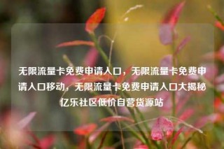 无限流量卡免费申请入口,无限流量卡免费申请入口移动,无限流量卡免费申请入口大揭秘亿乐社区低价自营货源站