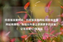 抖音涨流量网站,抖音涨流量网站,抖音涨流量网站有哪些,如何在抖音上获得更多的流量?亿乐社区SUP货源站