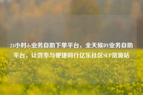 24小时dy业务自助下单平台，全天候DY业务自助平台，让效率与便捷同行亿乐社区SUP货源站  第1张
