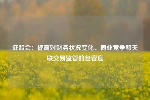 证监会：提高对财务状况变化、同业竞争和关联交易监管的包容度  第1张