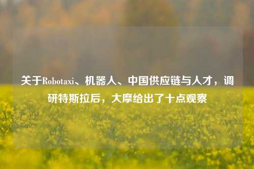 关于Robotaxi、机器人、中国供应链与人才，调研特斯拉后	，大摩给出了十点观察  第1张