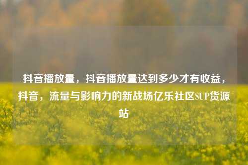抖音播放量	，抖音播放量达到多少才有收益，抖音，流量与影响力的新战场亿乐社区SUP货源站  第1张